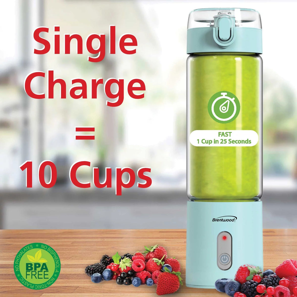 50-Watt 17-Oz. Portable USB-Chargeable Glass Blender N698082