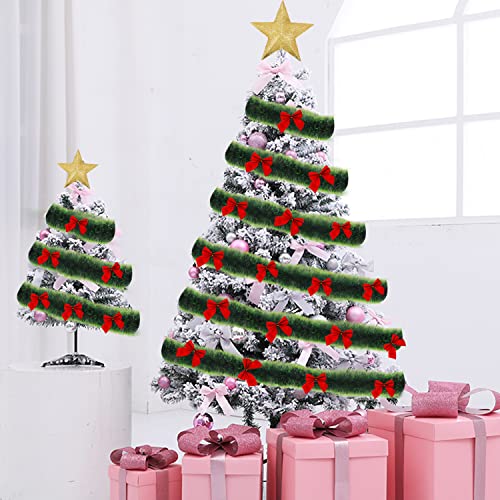 33FT Artificial Pine Christmas Garland with 24Pcs Red Bows F397