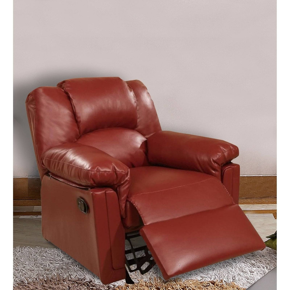 Red Bonded Leather Rocker/Recliner A19631