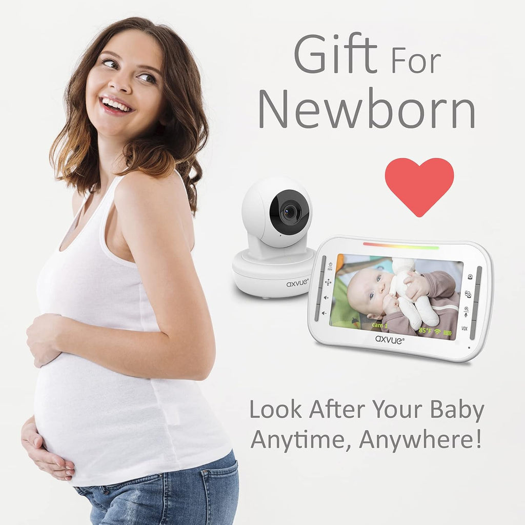 Baby Monitor with Remote Pan-Tilt-Zoom Camera, 4.3” Screen, Night Vision, Talk Back, Room Temperature, Lullabies, 1000ft Range V190329