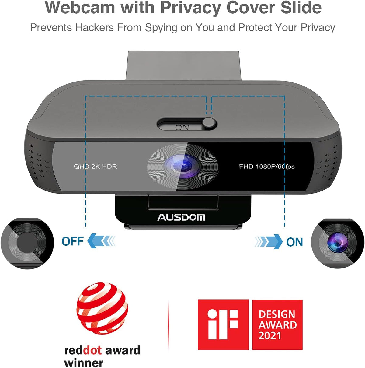 2K QHD Autofocus Webcam with Dual Noise Cancelling Microphones, Pack of 2 D355