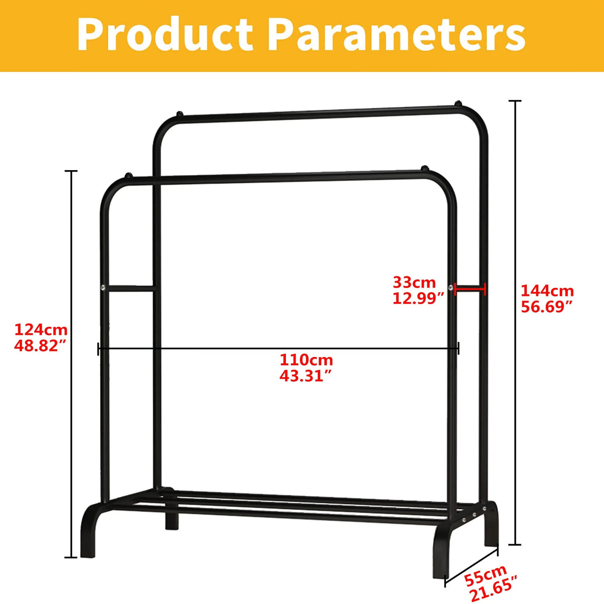Black Double Pole Metal Clothing Rack R57165