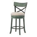 Antique Green and Black Low Back Wood Counter Height Bar Stool Set of 2 G185
