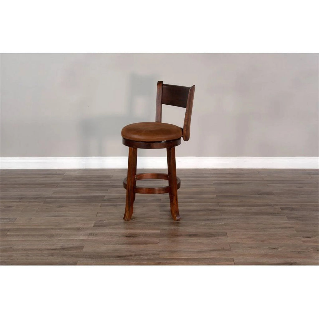 24" Mahogany Wood Swivel Barstool J698917