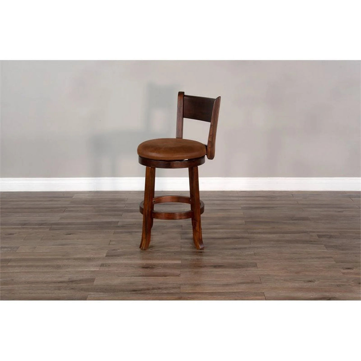 24" Mahogany Wood Swivel Barstool J698917