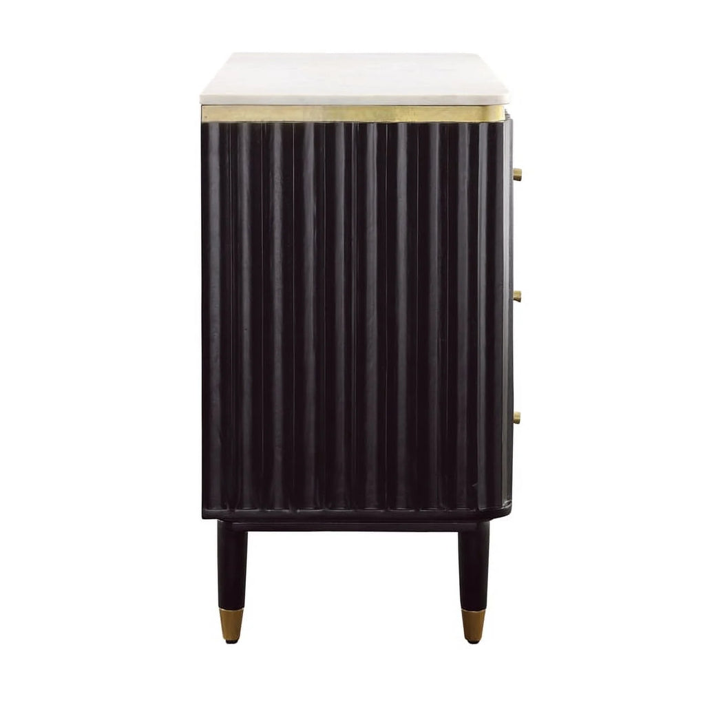 Black and Gold 3-Drawer Wood Chest V802