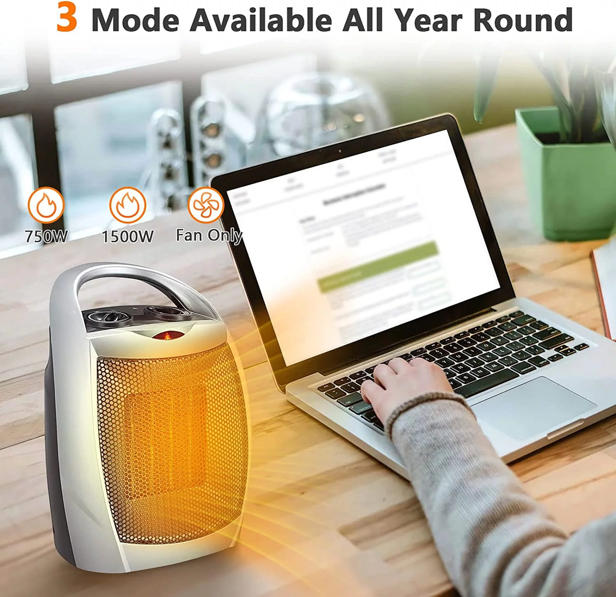 1500W Ceramic Portable Space Heater with Thermostat I366