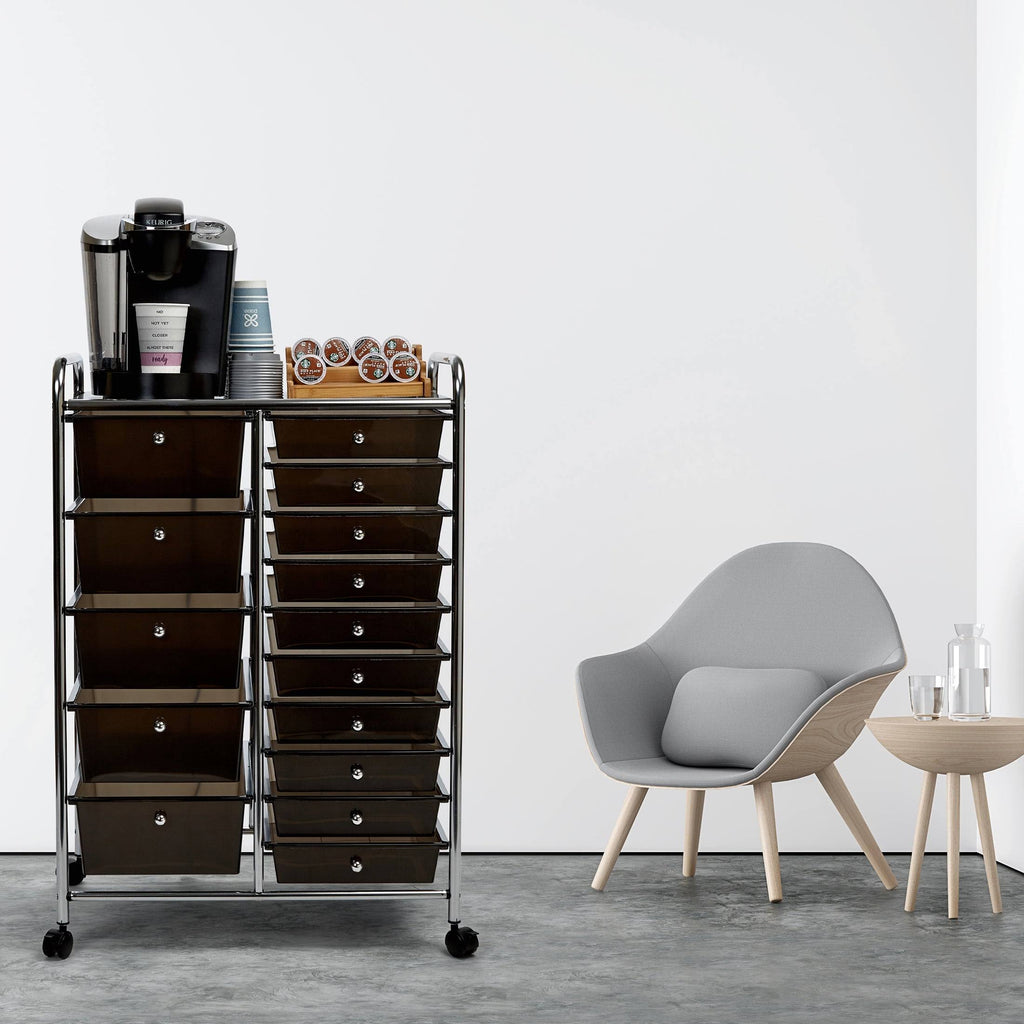 15-Drawer Black Organizer Cart P827