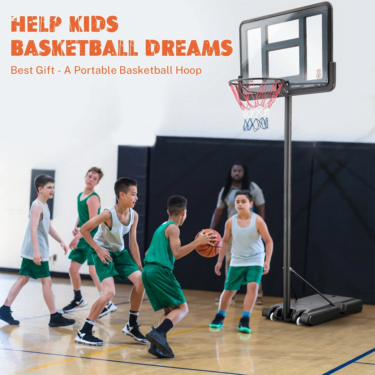 44 inch Height Adjustable Portable Basketball Hoop P64280