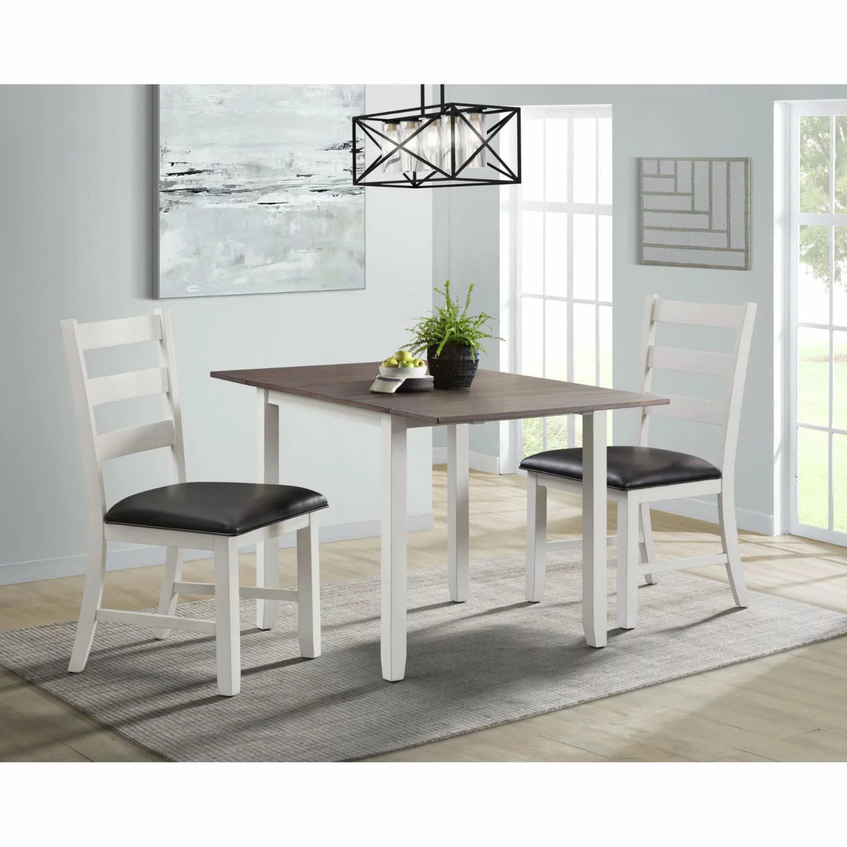 3PC Drop Leaf Dining Set in Black H2192