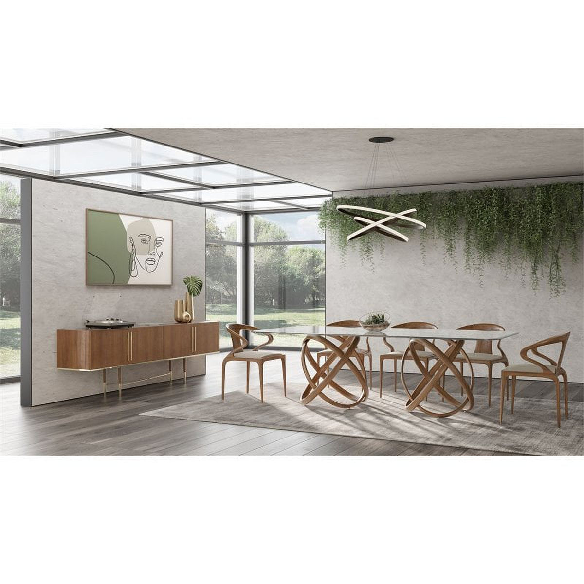 Walnut Solid Wood & Glass Rectangular Dining Table F842