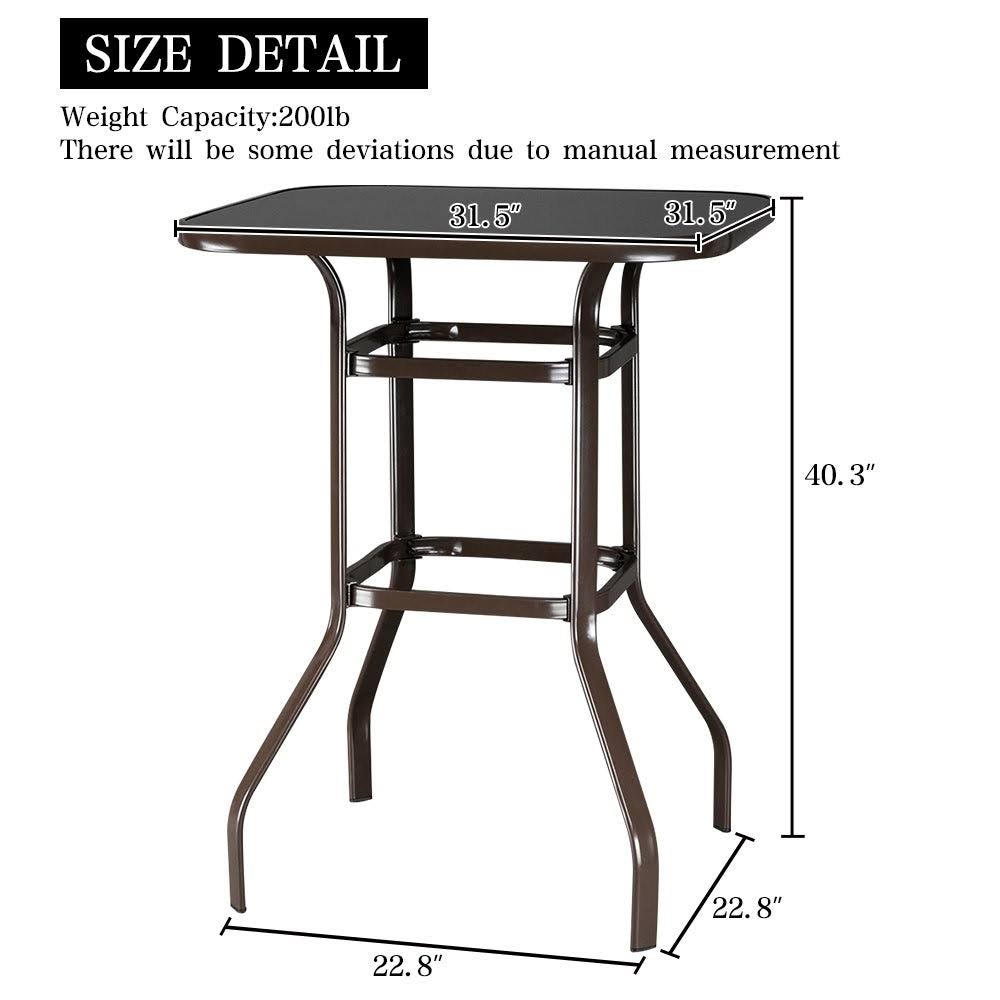 Black Wrought Iron Glass Bar Table Q7691