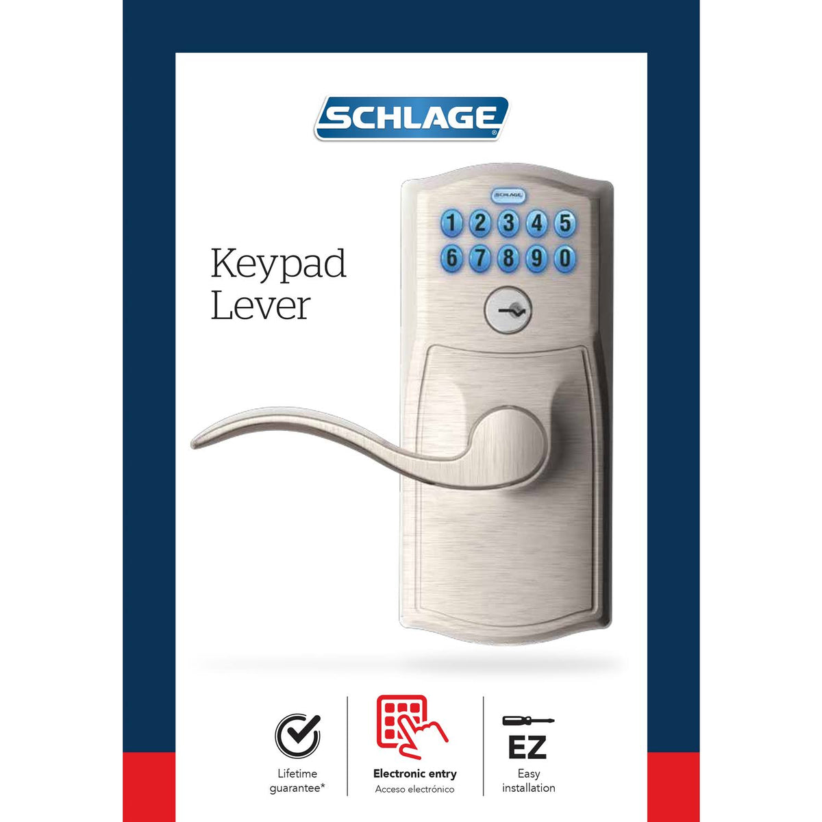 Satin Nickel Keypad Entry Door Lever Set J840