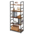 5 Shelves Rustic Bookcase with Metal Frame N125473