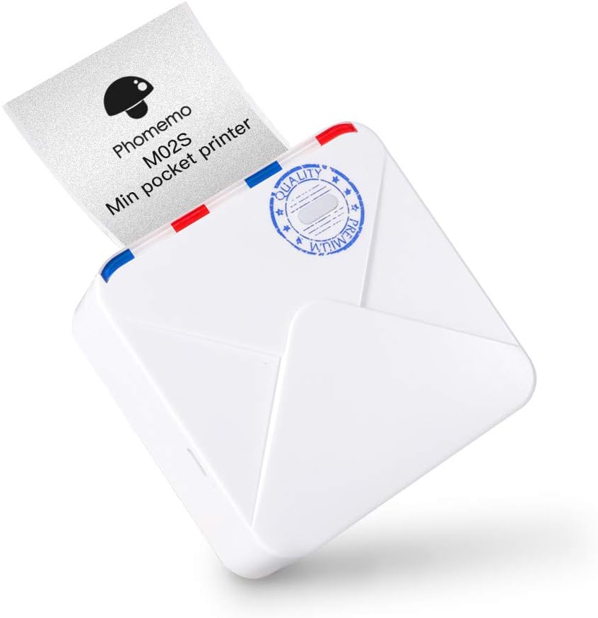 White Pack of 2 Mini Bluetooth Thermal Pocket Printer J77058