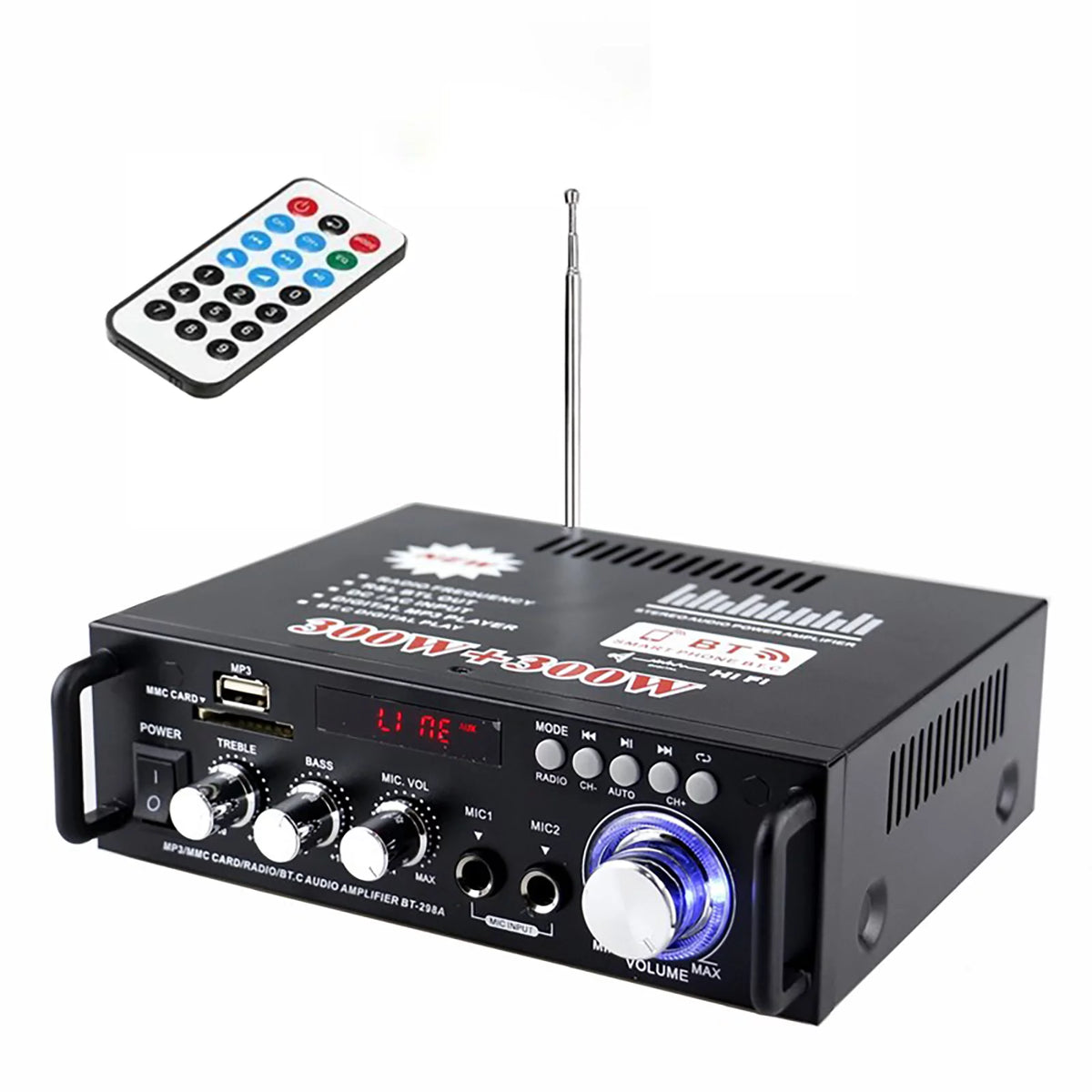 600W 4-16Ohm Bluetooth Stereo Amplifier with Remote R132
