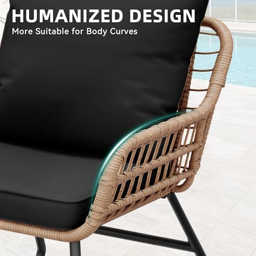 4 Piece Wicker Patio Furniture Set with Cushions and Glass Side Table G432
