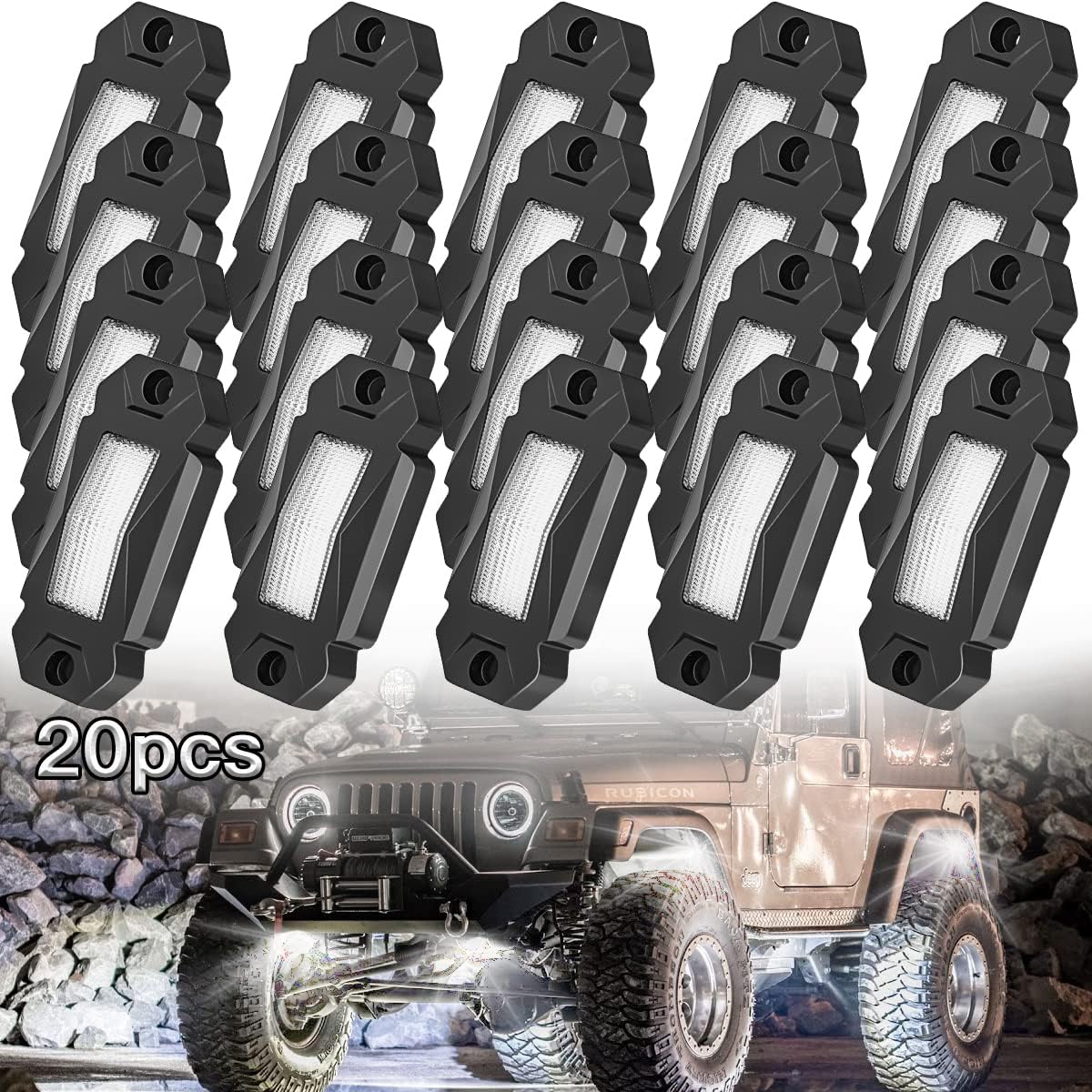 White 12PCS LED Rock Lights N476
