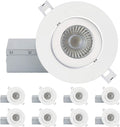 4 Inch Ultra-Thin Adjustable LED Recessed Lighting, 10 Watts, 750lm, Dimmable, 6500K True White, 10 Pack C139134