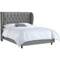 Queen Grey Linen Upholstered Bed I669