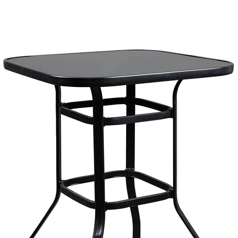 Black Wrought Iron Glass Bar Table Q7691