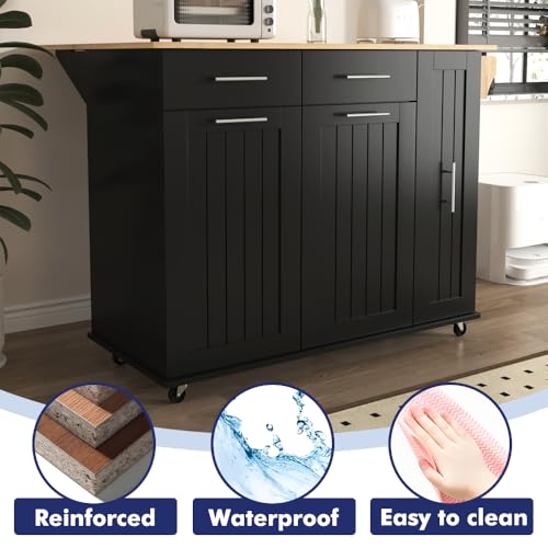 Rolling Kitchen Island with Storage and Drop Leaf C616892