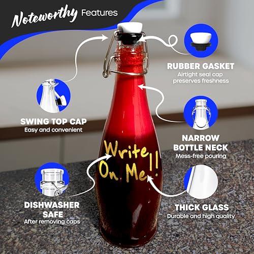 12 Pack 17 oz Glass Bottle Set with Swing Top Stoppers P227