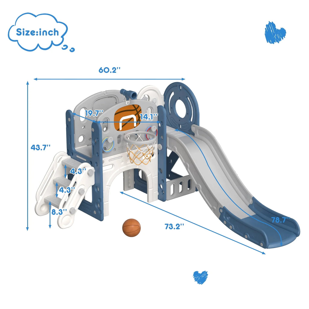 7 in 1 Toddler Slide Set with Basketball Hoop and Ball K792