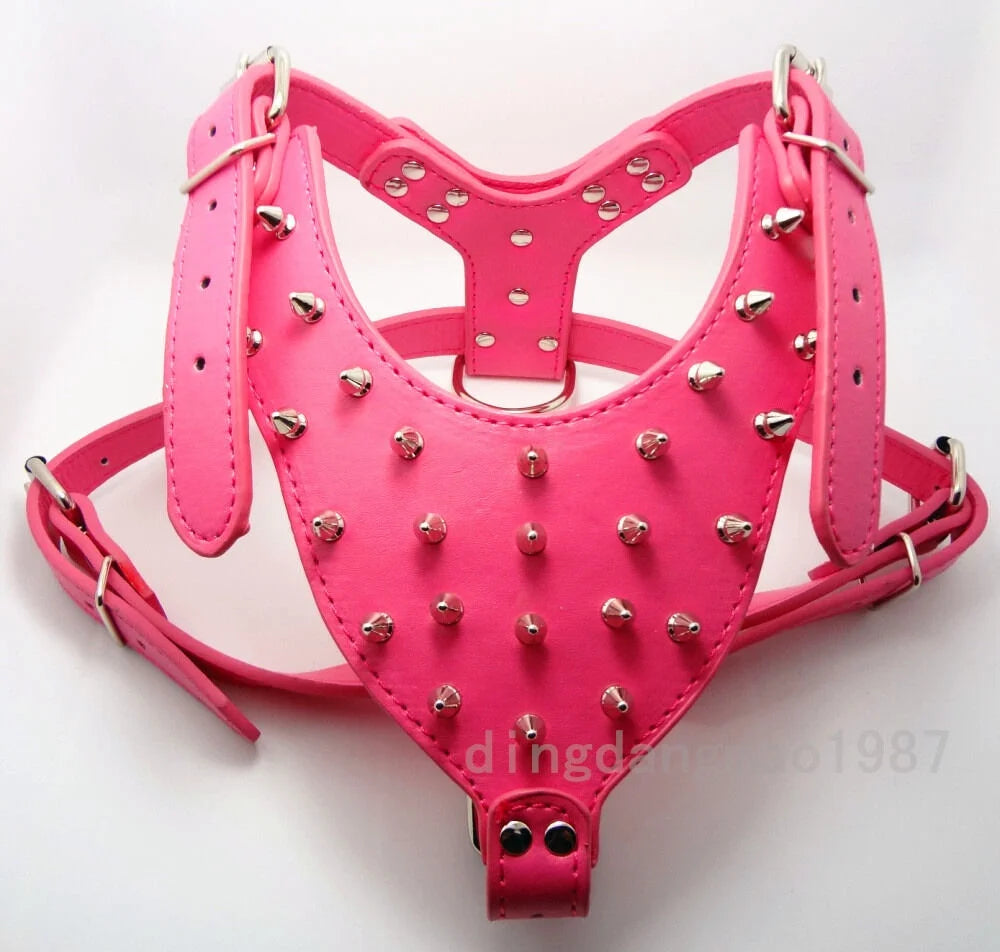 Spiked Studded Leather Dog Harness M2916