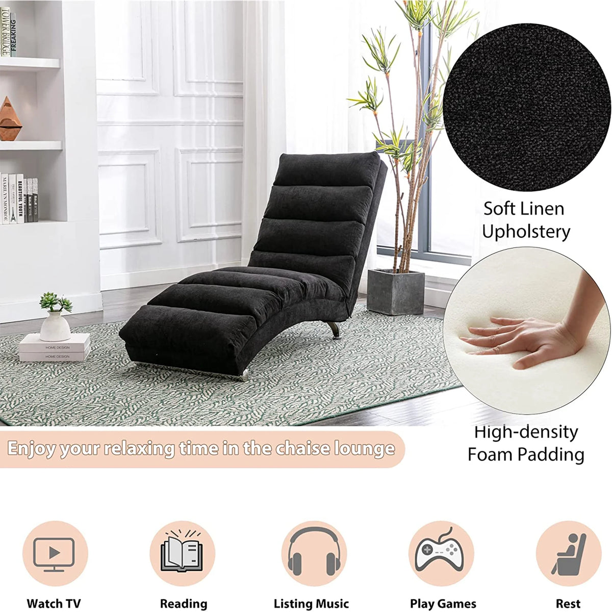 Black Linen Electric Massage Recliner Chair B5900