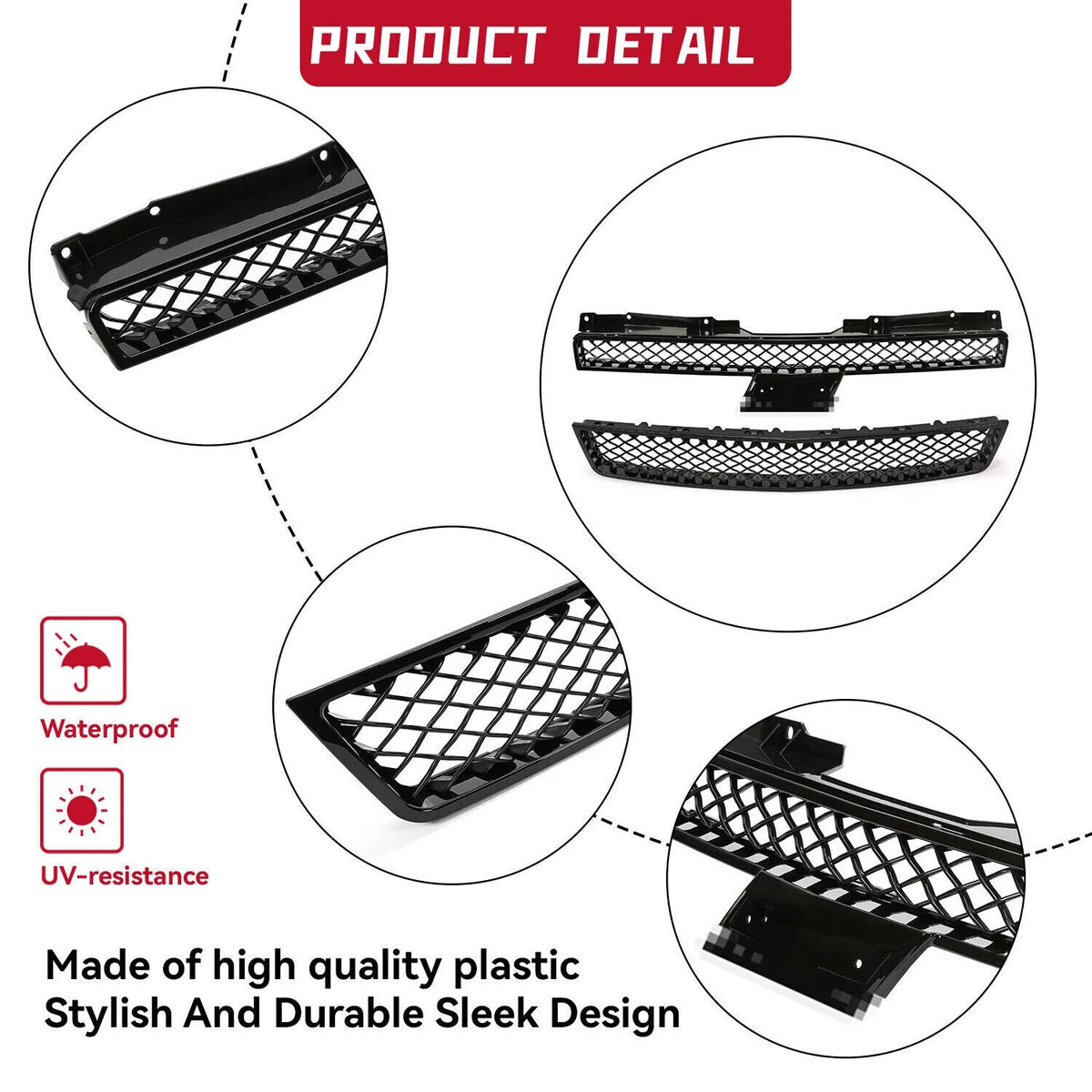 Mesh Front Hood Bumper Grille Grill for 2007-2014 Chevy Tahoe/Suburban/Avalanche X599