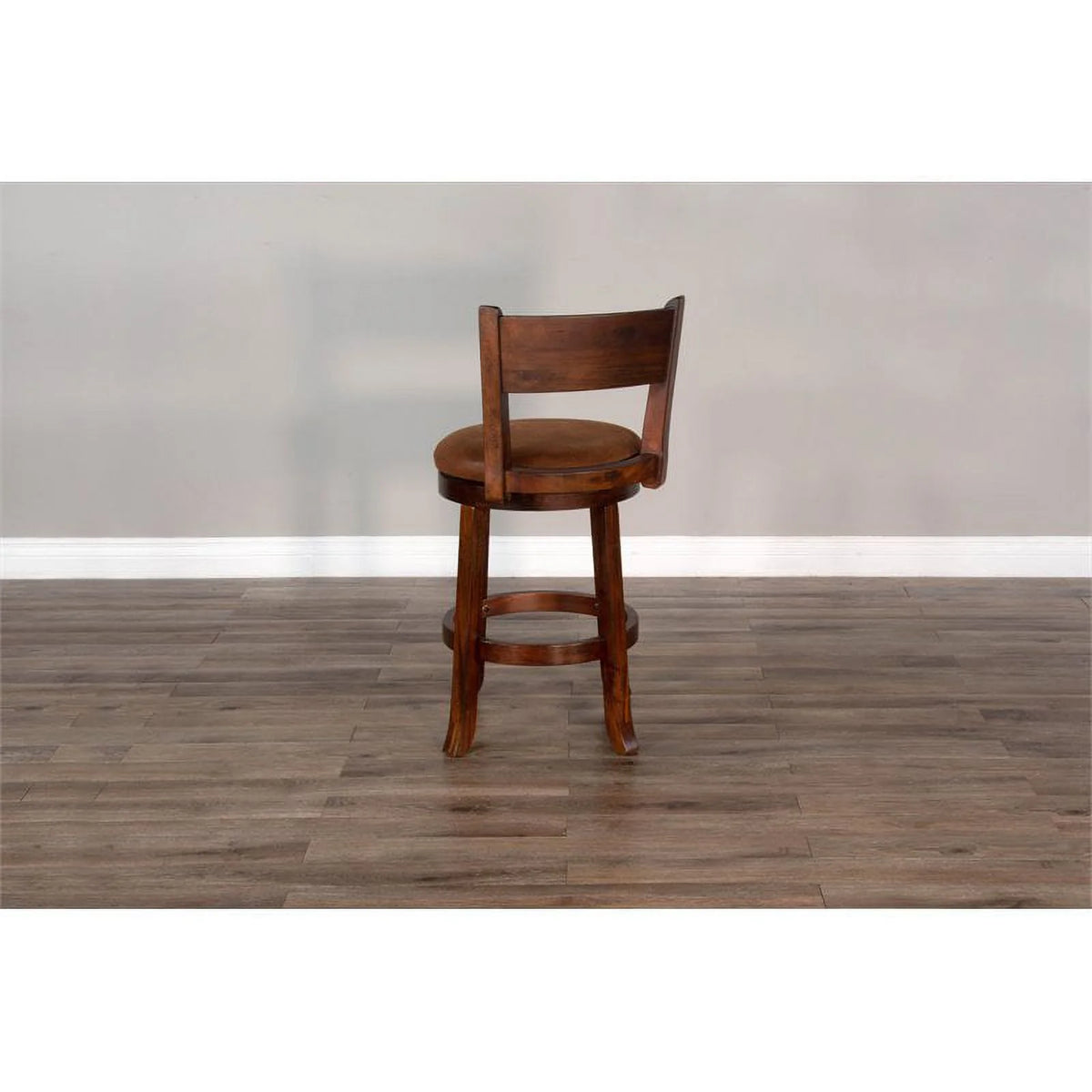 24" Mahogany Wood Swivel Barstool J698917