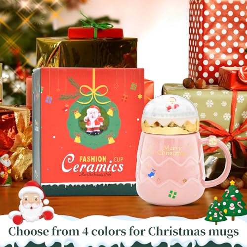 17.6 oz Ceramic Christmas Mug with Lid C527