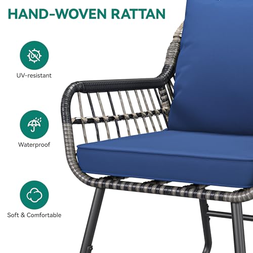 4-Piece Outdoor Wicker Bistro Set with Cushions and Metal Table R234283