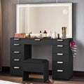 Black Vanity Desk with 11 Drawers and LED Mirror E87691