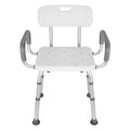 Shower Chair with Back and Padded Armrests, 6 Levels Adjustable Height L380511