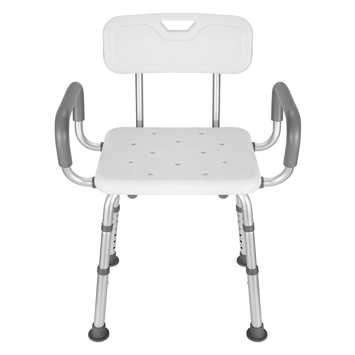 Shower Chair with Back and Padded Armrests, 6 Levels Adjustable Height L380511