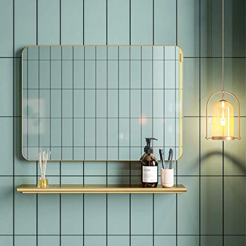 Gold Metal Rectangle Wall-Mounted Mirror 70 X 50Cm N520