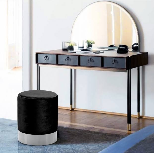 Black Velvet Ottoman/Stool A490235