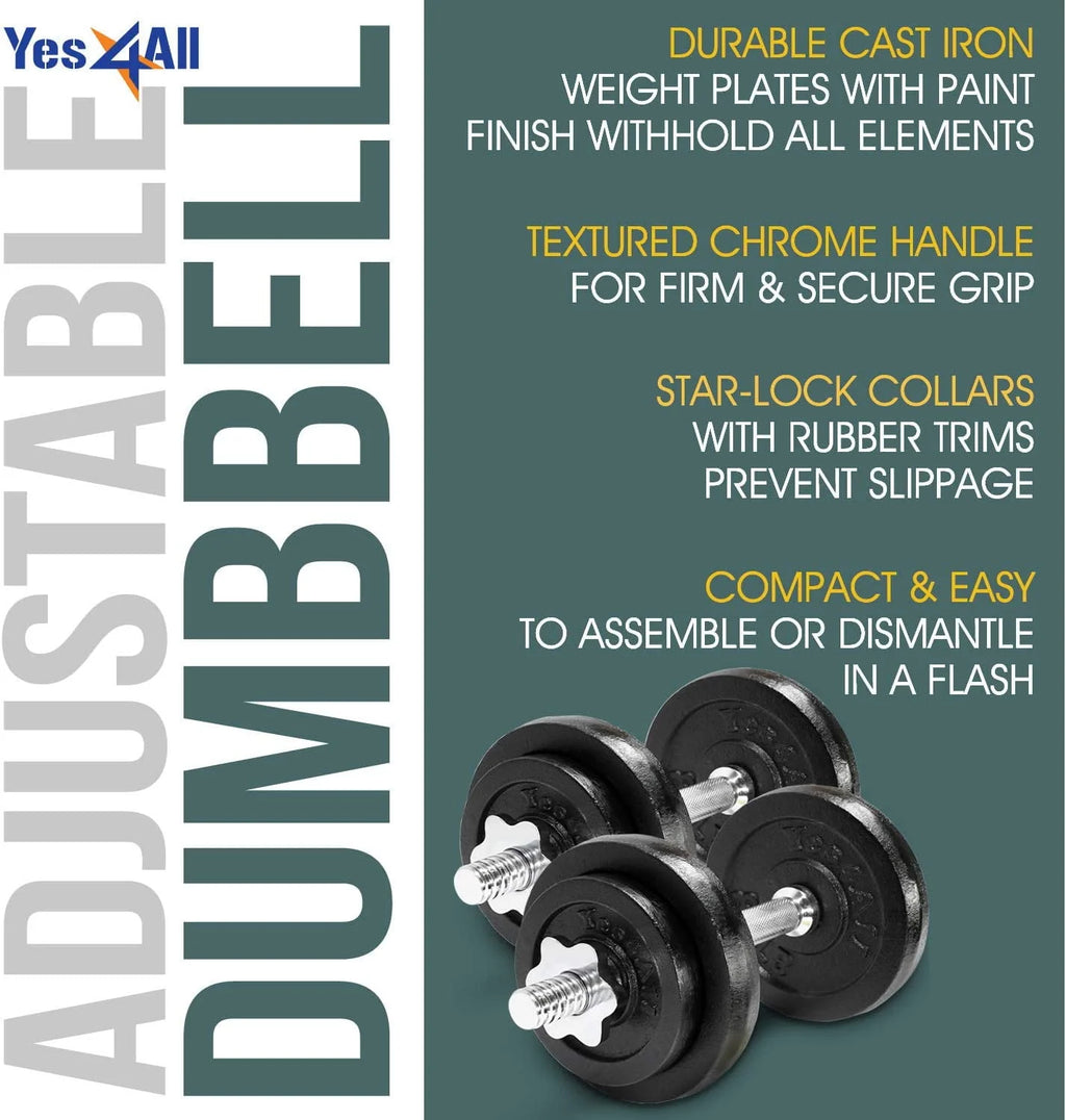 50 lbs Adjustable Cast Iron Dumbbell Set J5715