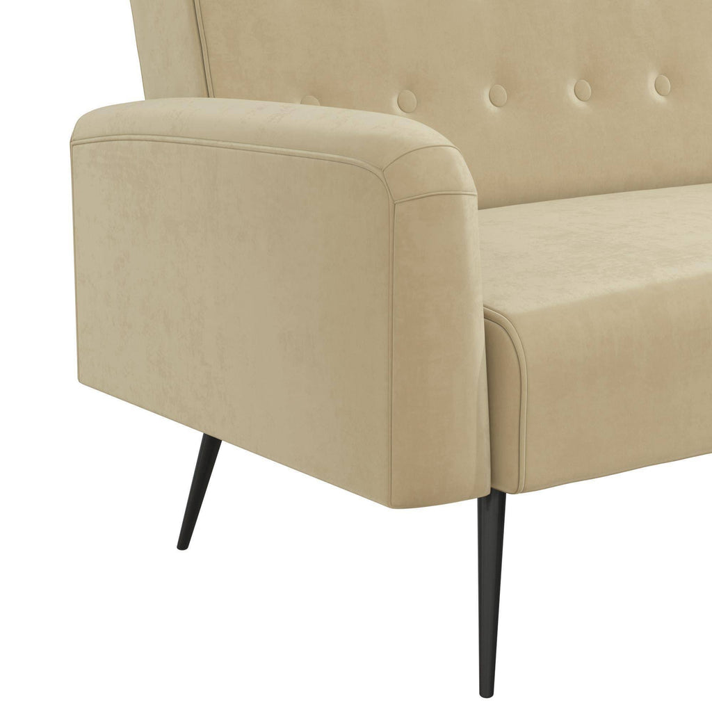 Ivory Velvet Convertible Sofa Bed Futon J975
