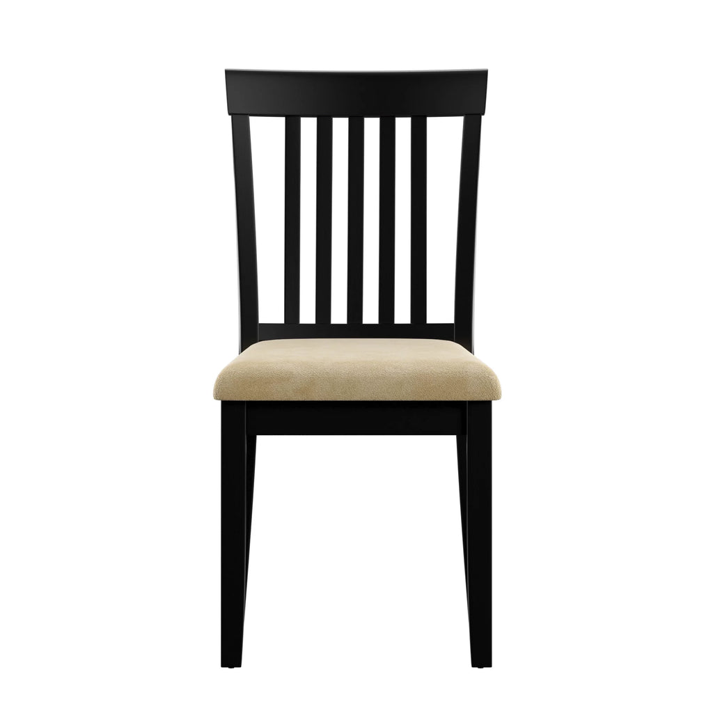 Slat Back Wood Dining Chair Set of 2 Beige and Black J26472