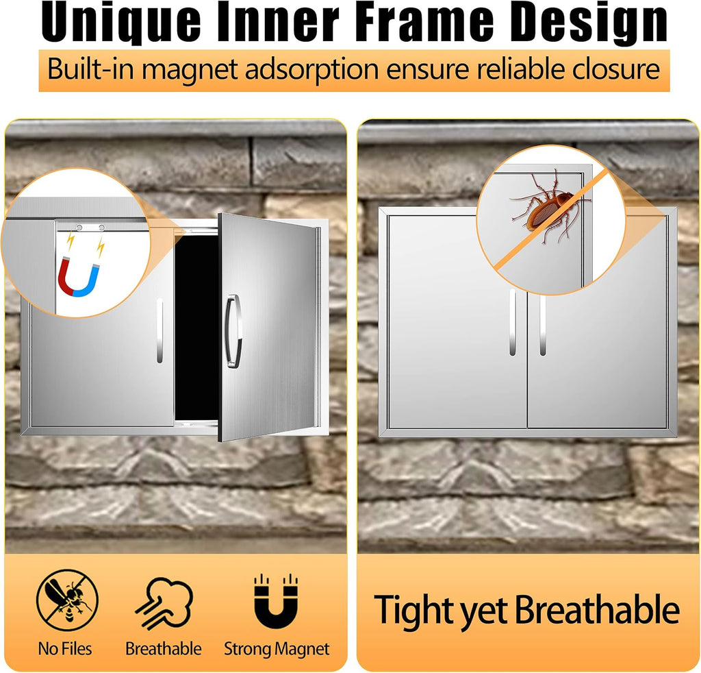 Stainless Steel Outdoor Kitchen Double Access Door R180151
