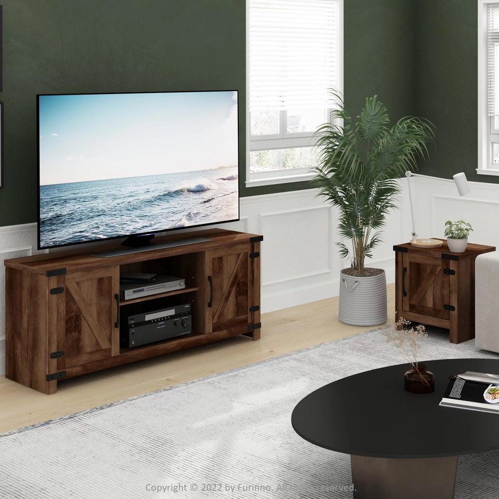 Farmhouse TV Cabinet with Barn Door up to 70 Inch Y9825