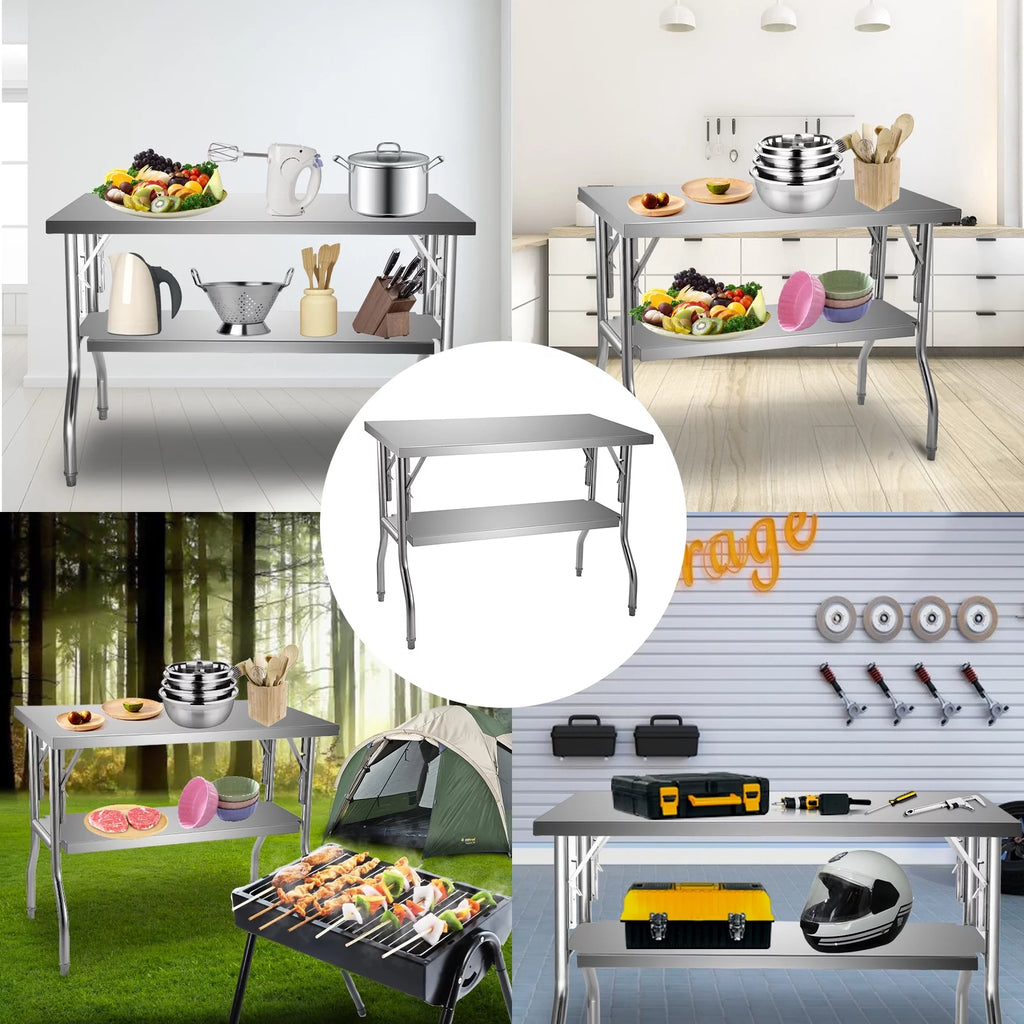 48 x 24 inch Stainless Steel Folding Worktable X134134