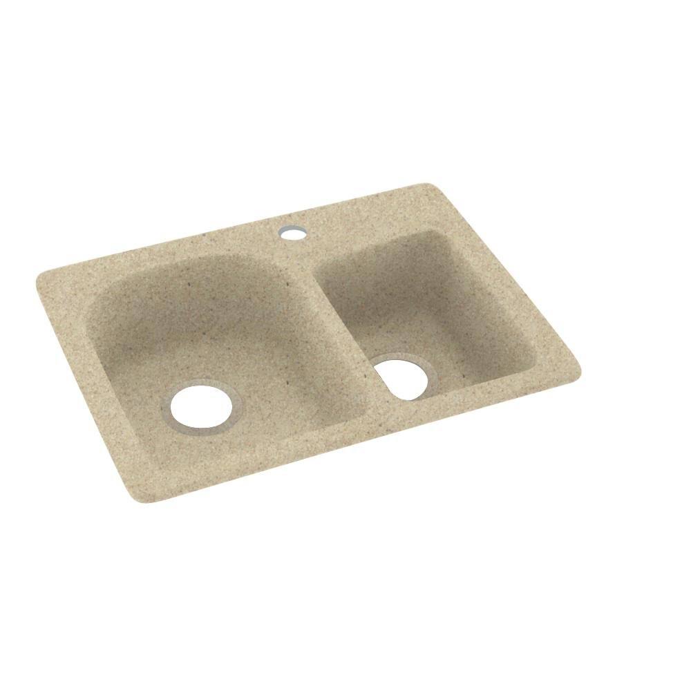Solid Surface Double Basin Drop-in Kitchen Sink U736