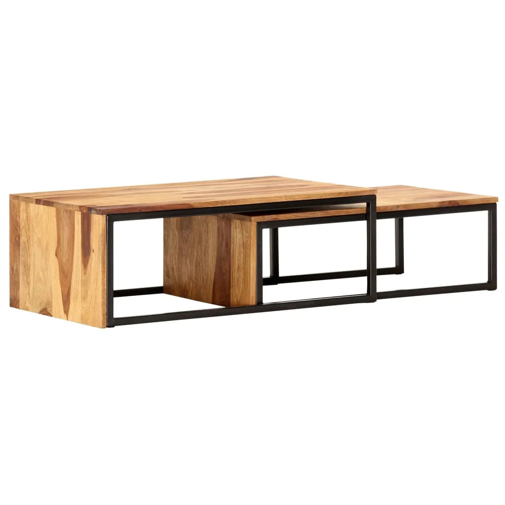 2 pcs Solid Sheesham Wood Nesting Tables E232
