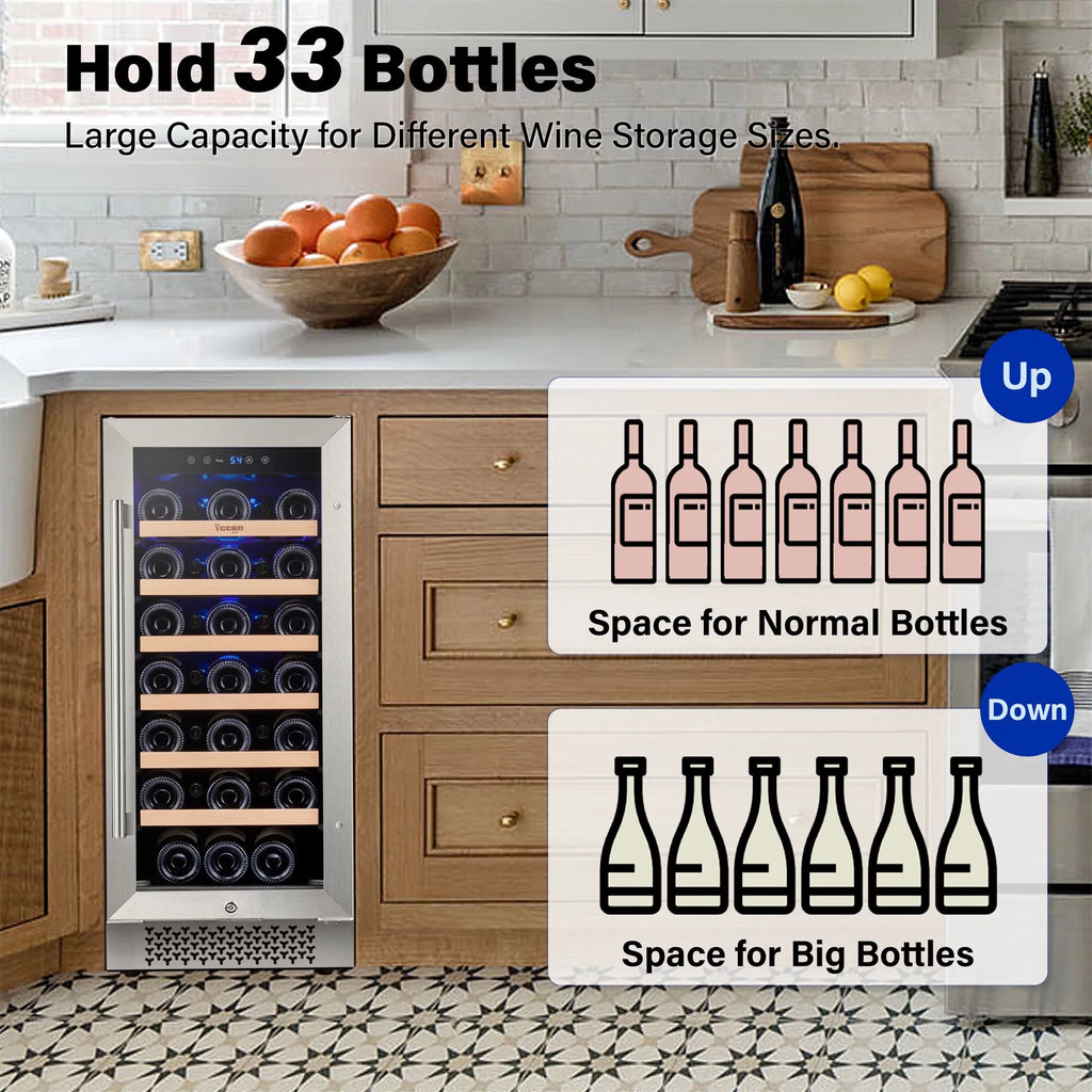 15" 33 Bottle Dual Zone Wine Cooler Refrigerator R8783