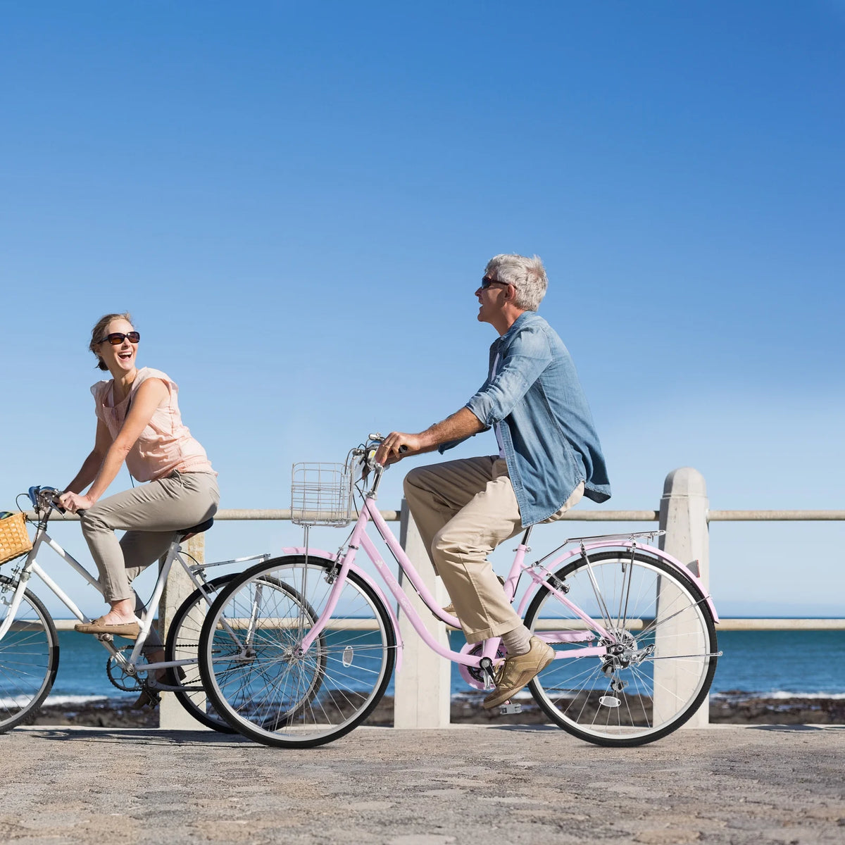 26 inch Commuter Bicycle with 7-speed Baskets Pink V8264