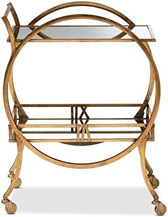 Antique Gold Finished 2-Tier Mobile Bar Cart C50679